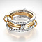 Ring Alloy with Crystal Rhinestone Finger Rings, Platinum & Golden, US Size 10(19.8mm)