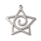 Non-Tarnish 304 Stainless Steel Pendants, Laser Cut, Star Charm, Stainless Steel Color, 21x20x1mm, Hole: 1mm