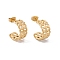 Ion Plating(IP) 304 Stainless Steel Curb Chains Wrap Stud Earrings, Half Hoop Earrings for Women, Golden, 16x8.5mm, Pin: 0.7mm