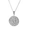 Stainless Steel Textured Disc Pendant Necklaces for Women, Silver, 17.72 inch(45cm)
