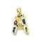Brass Micro Pave Clear Cubic Zirconia Pendants, with Jump Ring, Lead Free and Cadmium Free, Long-Lasting Plated, Rack Plating, Letter Charms, Real 18K Gold Plated, Letter A, 19~21x9.5~20x2.7mm, jump ring: 5x1mm, 3mm inner diameter.