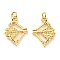 Rack Plating Brass Pendants, with Jump Ring, Lead Free & Cadmium Free, Long-Lasting Plated, Archery Charm, Real 18K Gold Plated, 16.5x12x3.5mm, Hole: 2.6mm