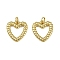 Brass Pendants, Heart, Long-Lasting Plated, Cadmium Free & Lead Free, Rack Plating, with Jump Ring, Real 18K Gold Plated, 16x15x2mm, Hole: 3.4mm