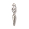 Brass Micro Pave Cubic Zirconia Pendants, Cone, Rack Plating, Long-Lasting Plated, Cadmium Free & Lead Free, Platinum, 20x3.5x3mm, Hole: 1.2mm