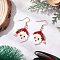 304 Stainless Steel Glass Christmas Theme Dangle Earrings, Golden, Santa Claus, 45x25mm