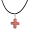 Glass Seed Cross Pendant Necklaces, with Nylon Cords, Crimson, 19.49 inch(49.5cm)