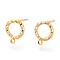 Brass Stud Earring Findings, Long-Lasting Plated, Twist, Nickel Free, Real 18K Gold Plated, 10x8mm, Hole: 1.2mm, Pin: 0.8mm
