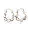 Rack Plating Round Ball Brass Micro Pave Clear Cubic Zirconia Hoop Earrings, Lead Free & Cadmium Free, Long-Lasting Plated, Platinum, 28x7.5mm