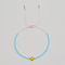 Bohemian Glass Seed Beads Braided Bead Bracelets, Resin Flat Round with Smiling Face Jewelry for Women, Deep Sky Blue