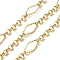 304 Stainless Steel Textured Rhombus with Rolo Chains, Unwelded, with Spool, Ion Plating(IP), Real 18K Gold Plated, 15x6.5x1mm, interval: 26mm,about 32.81 Feet(10m)/Roll