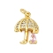 Rack Plating Brass Micro Pave Cubic Zirconia Pendants, Long-Lasting Plated, Lead Free & Cadmium Free, with Jump Ring, Umbrella Charms, Real 18K Gold Plated, 16x12x4.5mm
