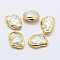 Natural Cultured Freshwater Pearl Beads, Edge Golden Plated, Nuggets, White, 10~16x18~24x4~6mm, Hole: 0.5mm