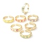 Brass Enamel Cuff Rings, Open Rings, Flower, Golden, Mixed Color, US Size 6, Inner Diameter: 17mm