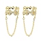 Rack Plating Brass Micro Pave Cubic Zirconia Cuff Earring, Cadmium Free & Lead Free, Long-Lasting Plated, Real 18K Gold Plated, 17x12x16mm