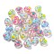 Transparent Acrylic Beads, Hand Drawn Beads, with Enamel and Rhinestone, Heart, Mixed Color, 16.1x18x9.9mm, Hole: 3.5mm