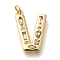 Brass Micro Pave Clear Cubic Zirconia Pendants, with Jump Ring, Lead Free and Cadmium Free, Long-Lasting Plated, Rack Plating, Letter Charms, Real 18K Gold Plated, Letter V, 20x15x2.7mm, jump ring: 5x1mm, 3mm inner diameter.