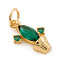 Brass Micro Pave Cubic Zirconia Charms, with Jump Ring, Cactus, Green, Real 18K Gold Plated, 11x7x2.5mm, Hole: 2.5mm
