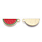Alloy Enamel Pendants, Light Gold, Watermelon, Red, 23x10x2mm, Hole: 2mm