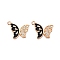 Alloy Enamel Pendants, with Crystal Rhinestone, Cadmium Free & Lead Free, Light Gold, Butterfly Charms, Black, 25x21.5x2.5mm, Hole: 1.8mm