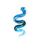 Handmade Lampwork Big Pendants, Snake, Deep Sky Blue, 72~75.5x23~25x9~10mm, Hole: 4.5~5.5x4~5mm