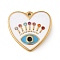 304 Stainless Steel Enamel Pendants, with Rhinestone, Heart with Eye Charms, Real 18K Gold Plated, PVD Vacuum Plating, White, 23x24x3mm, Hole: 1.4mm