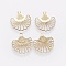 Iron Filigree Charms, Fan, Golden, 14x13.5x0.4mm, Hole: 1.2mm