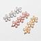 Brass Micro Pave Cubic Zirconia Links, Clear, Flower, Mixed Color, 42x14x5mm, Hole: 1.5mm