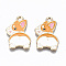 Alloy Enamel Pendants, Cadmium Free & Lead Free, Light Gold, Welsh Corgi, Goldenrod, 22x13x1mm, Hole: 1.8mm