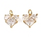 Brass Micro Pave Cubic Zirconia Pendants, Heart Charms, Rack Plating, Long-Lasting Plated, Cadmium Free & Lead Free, with Jump Ring, Real 18K Gold Plated, 12x12x5mm, Hole: 3mm