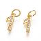 Brass Micro Pave Clear Cubic Zirconia Charms, with Jump Ring, Number, Real 18K Gold Plated, Num.1, 11x4.5x2mm, Hole: 3mm