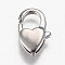 Tarnish Resistant Polished 316 Surgical Stainless Steel Lobster Claw Clasps, Heart, Stainless Steel Color, 12x7.5x3mm, Hole: 1.2mm