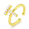 Rack Plating Brass Open Cuff Rings for Women, with ABS Imitation Pearl, Cadmium Free & Lead Free, Long-Lasting Plated, Letter, Letter T, Inner Diameter: 17mm, Letter T: 11.5x9mm