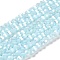 Opaque Glass Beads Stands, AB Color, Faceted(32 Facets), Round, Light Cyan, 4.5x4mm, Hole: 1mm, about 87~93pcs/strand, 32~33cm