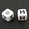 Letter Acrylic European Beads, Horizontal Hole, Cube, Letter.H, 10x10x10mm, Hole: 3.5~4mm, about 59pcs/50g