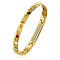 Stainless Steel Panther Chain Watch Band Bracelets, with Crystal Rhinestone and Watch Band Clasps, Golden, 8-1/4 inch(21cm)