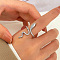 Snake Brass Micro Pave Cubic Zirconia Cuff Rings, Open Rings for Women, Platinum, Inner Diameter: 18mm