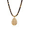 304 Stainless Steel Pendant Polyester Leopard Print Cord Necklaces for Women, Golden, Teardrop, 15.75 inch(40cm)