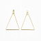 Brass Links Connectors, Cadmium Free & Nickel Free & Lead Free, Triangle, Real 18K Gold Plated, 50x34x1mm, Hole: 1mm