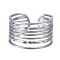 Non-Tarnish 304 Stainless Steel Multi-string Open Cuff Ring, Chunky Hollow Ring for Women, Stainless Steel Color, US Size 7 1/4(17.5mm)