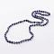 Natural Blue Spot Jasper Necklaces, Beaded Necklaces, Round, Frosted, 33 inch