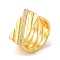 Brass Micro Pave Clear Cubic Zirconia Finger Rings, Wide Band Ring for Women, Lead Free & Cadmium Free, Real 18K Gold Plated, 12mm, Inner Diameter: 18mm