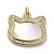 Brass Micro Pave Cubic Zirconia Pendants, Cadmium Free & Lead Free, with Shell, Cat, Real 18K Gold Plated, 16x18x3mm, Hole: 3.4mm