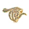 Snake Brass Micro Pave Cubic Zirconia Open Cuff Rings, Wide Band Rings for Women, Colorful, 33.5mm