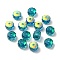 Electroplate Transparent Glass Beads, Faceted, AB Color, Rondelle, Dark Turquoise, 7.5x4.5mm, Hole: 1.2mm