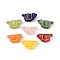 Glass Beads, Nightingale, Golden Metal Enlaced, Mixed Color, 11~11.5x21~22x10~11mm, Hole: 1~1.2mm