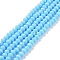 Electroplate Opaque Solid Color Glass Beads Strands, Half Rainbow Plated, Faceted, Rondelle, Sky Blue, 4x3mm, Hole: 0.4mm, about 110~115pcs/strand, 39~40cm