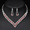Alloy Rhinestone Pendant Necklaces & Earrings Sets for Women, Platinum, Teardrop, 450mm