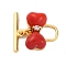 Resin Toggle Clasps, Cadmium Free & Nickel Free & Lead Free, with Brass Micro Pave Clear Cubic Zirconia Findings, Bowknot, Real 18K Gold Plated, o clasps: 10x12x4.5mm, bar: 12.5x3.5x1.5mm, Hole: 1mm