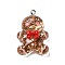 Christmas Theme Resin Pendants, with Glitter Powder & Platinum Iron Loop, Gingerbread Man, 33x22x8.5mm, Hole: 2mm