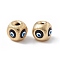 Brass Beads, with Enamel, Real 18K Gold Plated, Cadmium Free & Nickel Free & Lead Free, Cube with Evil Eye, Black, 10.5x11.5x11mm, Hole: 2.5mm